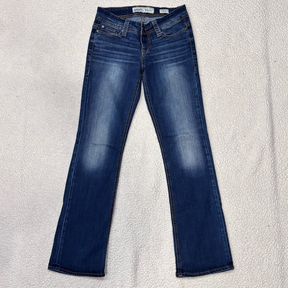 BKE Payton Women's Junior’s Low Rise Bootcut Denim Jeans Size 26 Reg Dark Wash